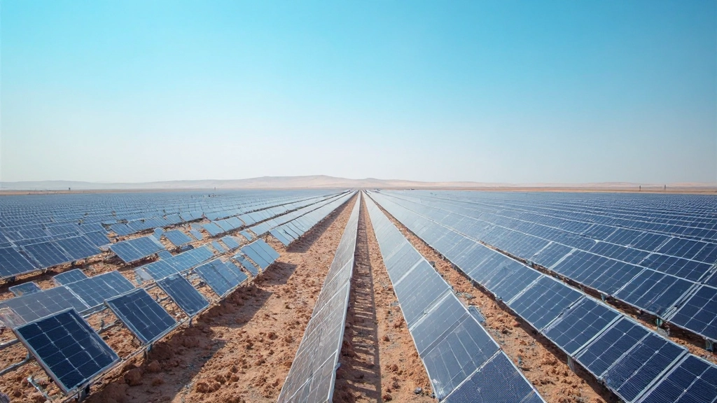 Солнечные панели на фоне голубого неба, возобновляемая энергия Казахстана