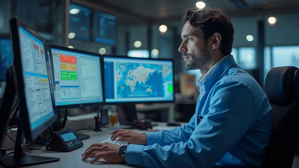 Техник проверяет оборудование на современной тепловой электростанции